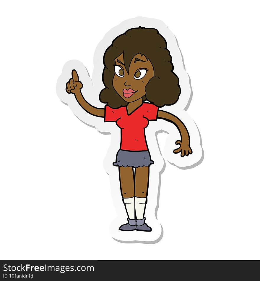 Sticker Of A Cartoon Pretty Woman With Idea