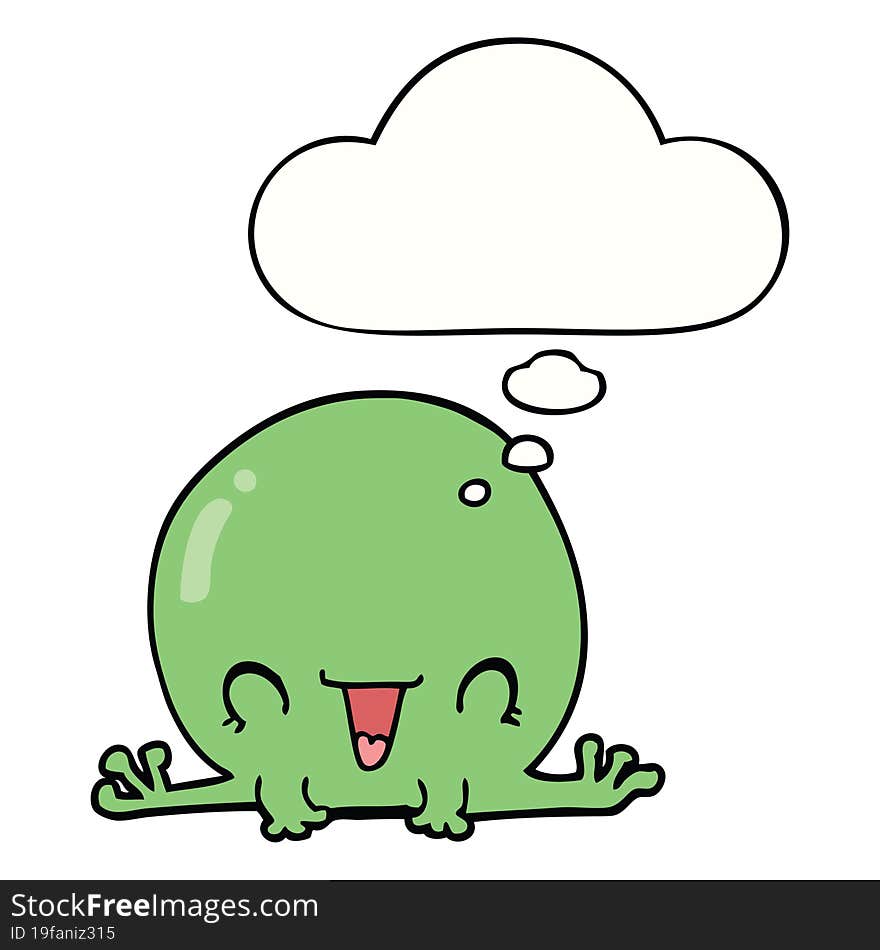 cartoon frog and thought bubble