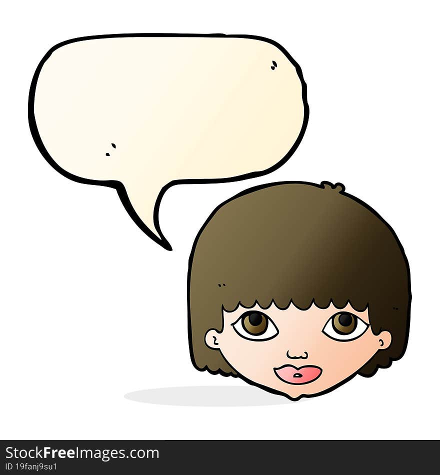 cartoon female face with speech bubble