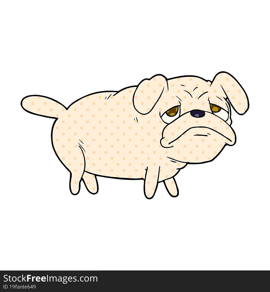 cartoon unhappy pug dog. cartoon unhappy pug dog