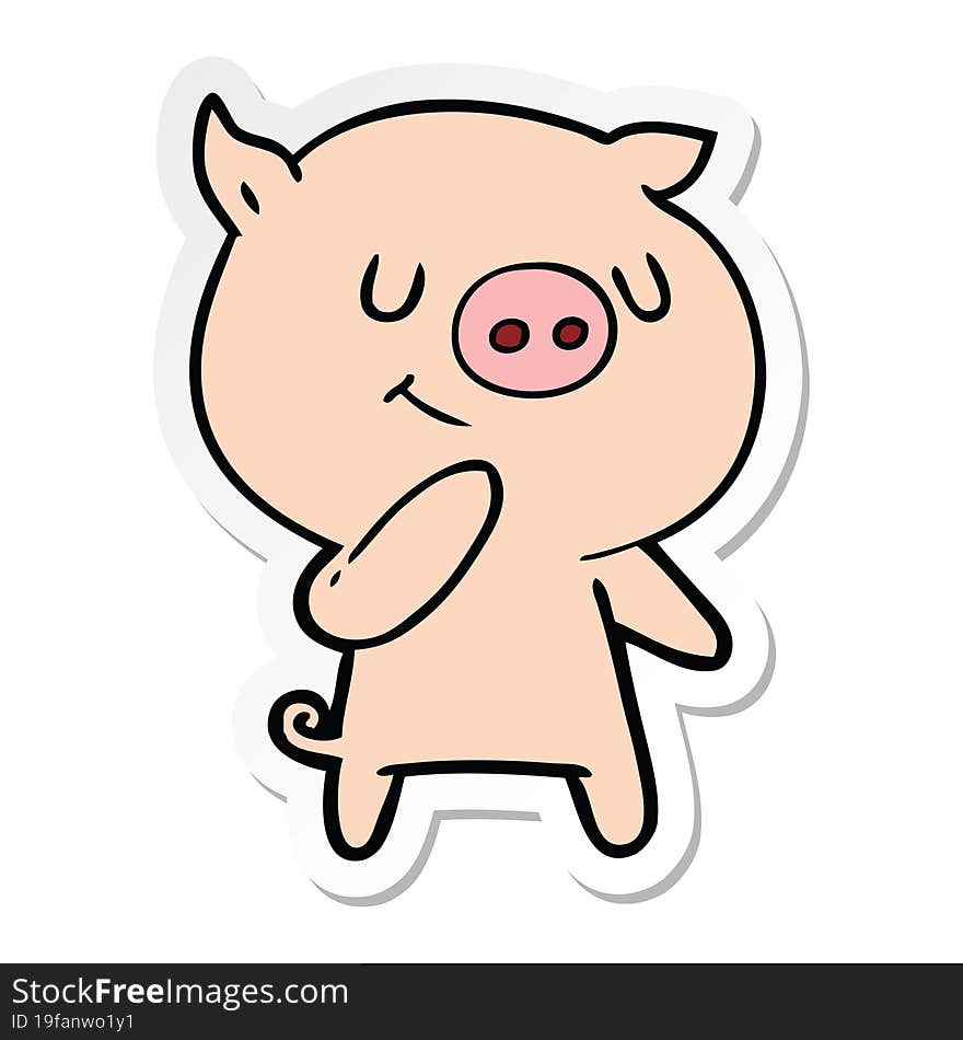 sticker of a happy cartoon pig