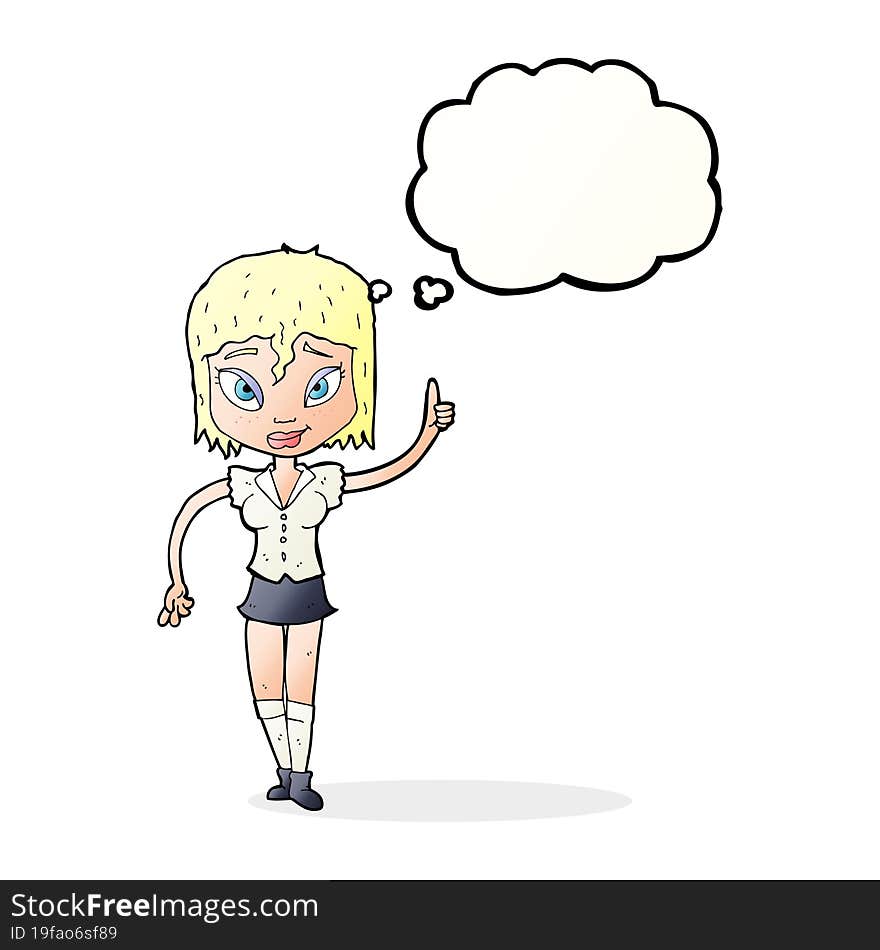 Cartoon Woman Making Point With Thought Bubble