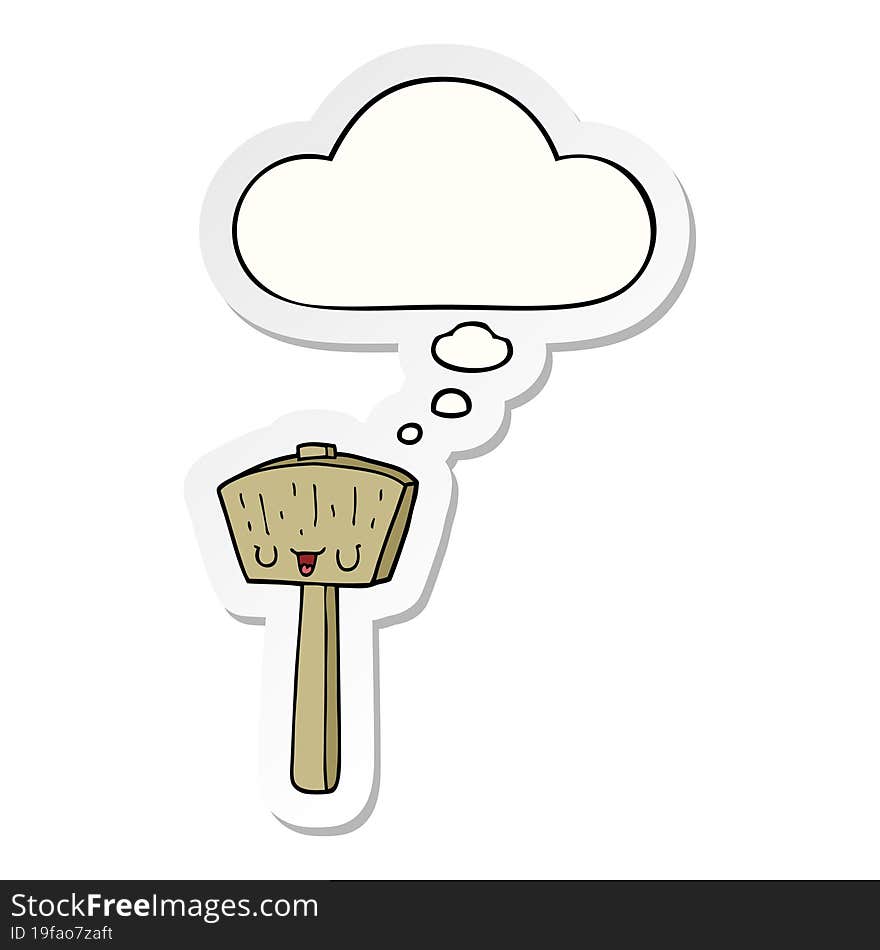 Cartoon Mallet And Thought Bubble As A Printed Sticker