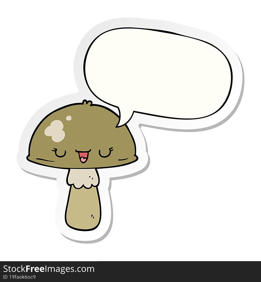 cartoon mushroom and speech bubble sticker