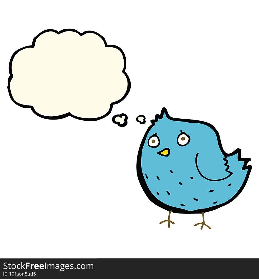 cartoon bird with thought bubble