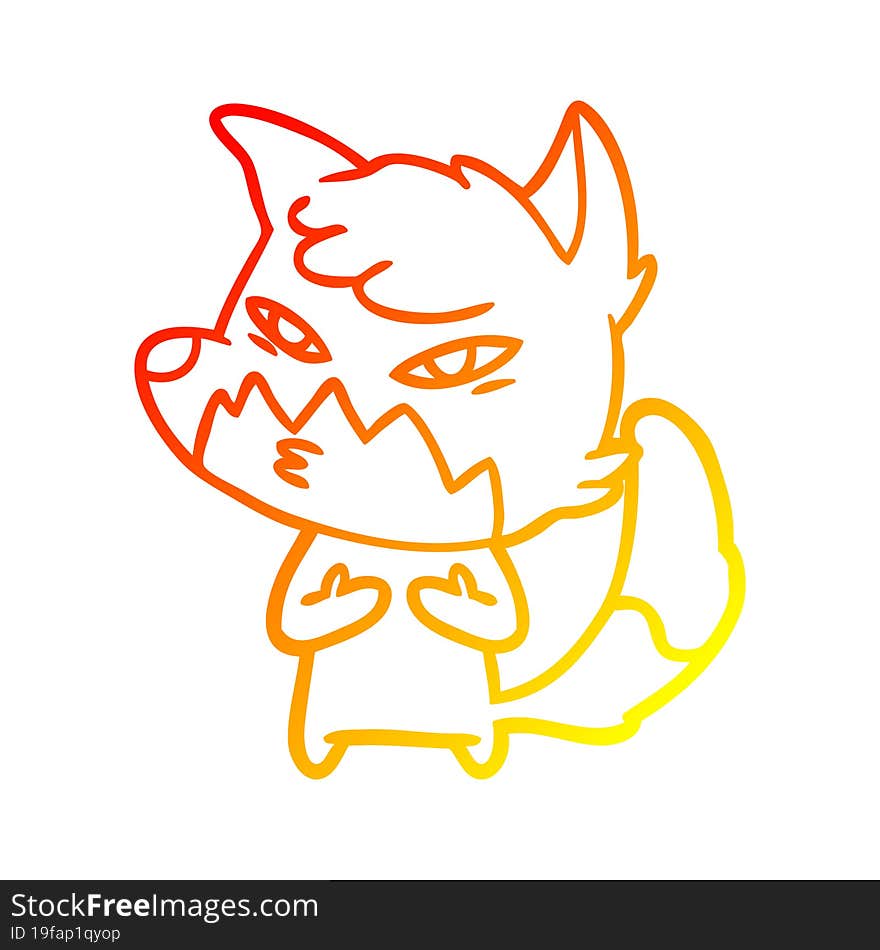 warm gradient line drawing clever cartoon fox