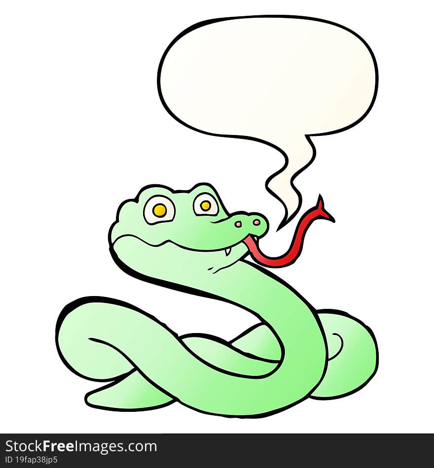 cartoon snake and speech bubble in smooth gradient style