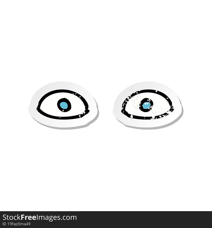 retro distressed sticker of a cartoon staring eyes