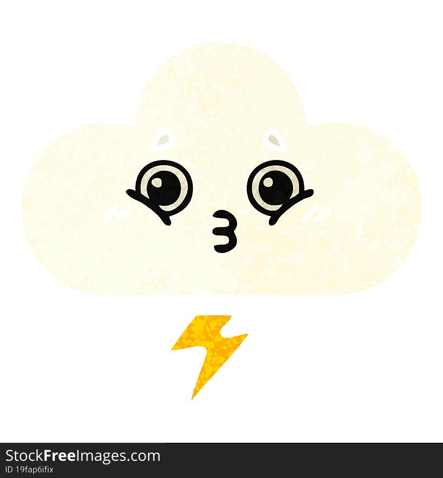 retro illustration style cartoon of a storm cloud