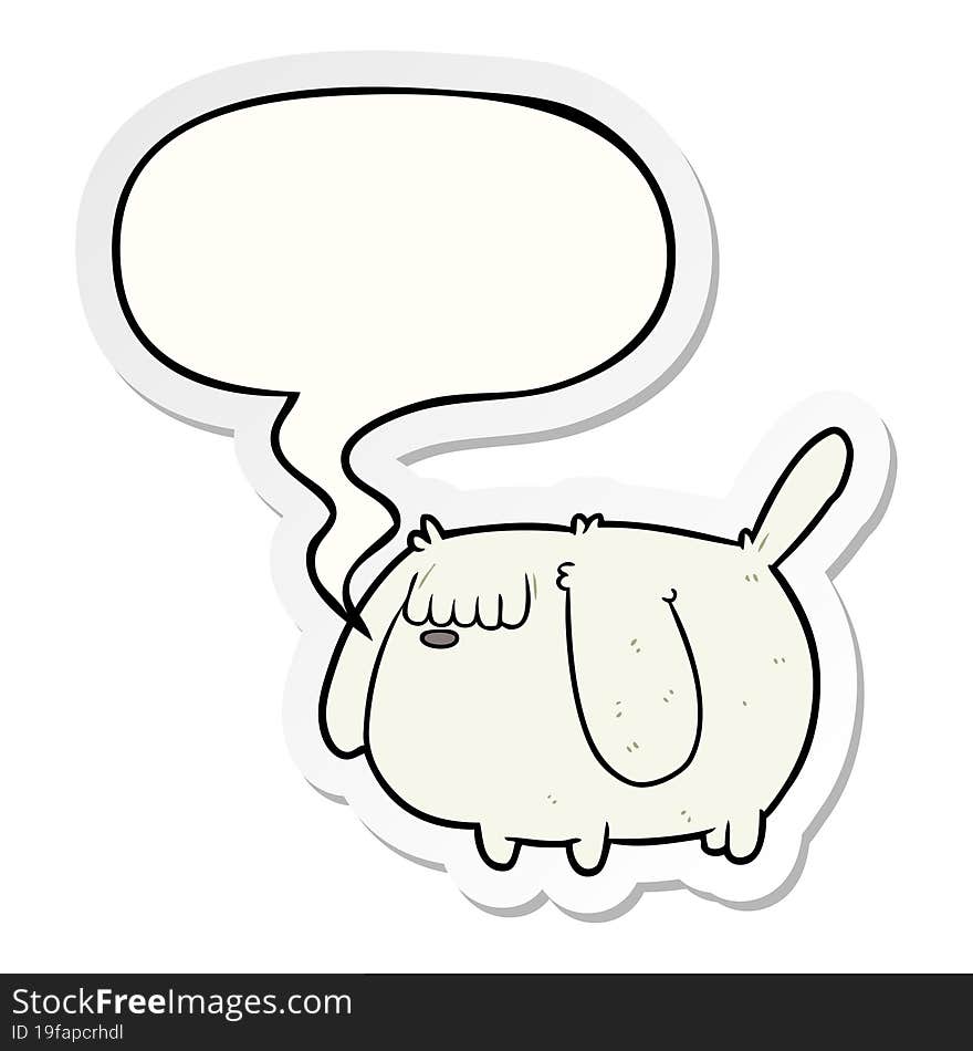 cute funny cartoon dog with speech bubble sticker