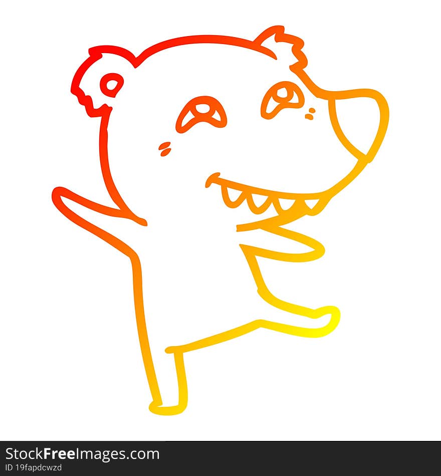 warm gradient line drawing cartoon bear dancing