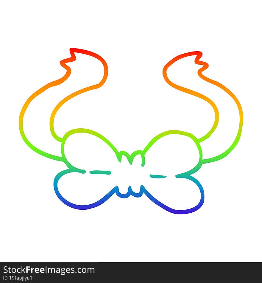 rainbow gradient line drawing cartoon bow tie