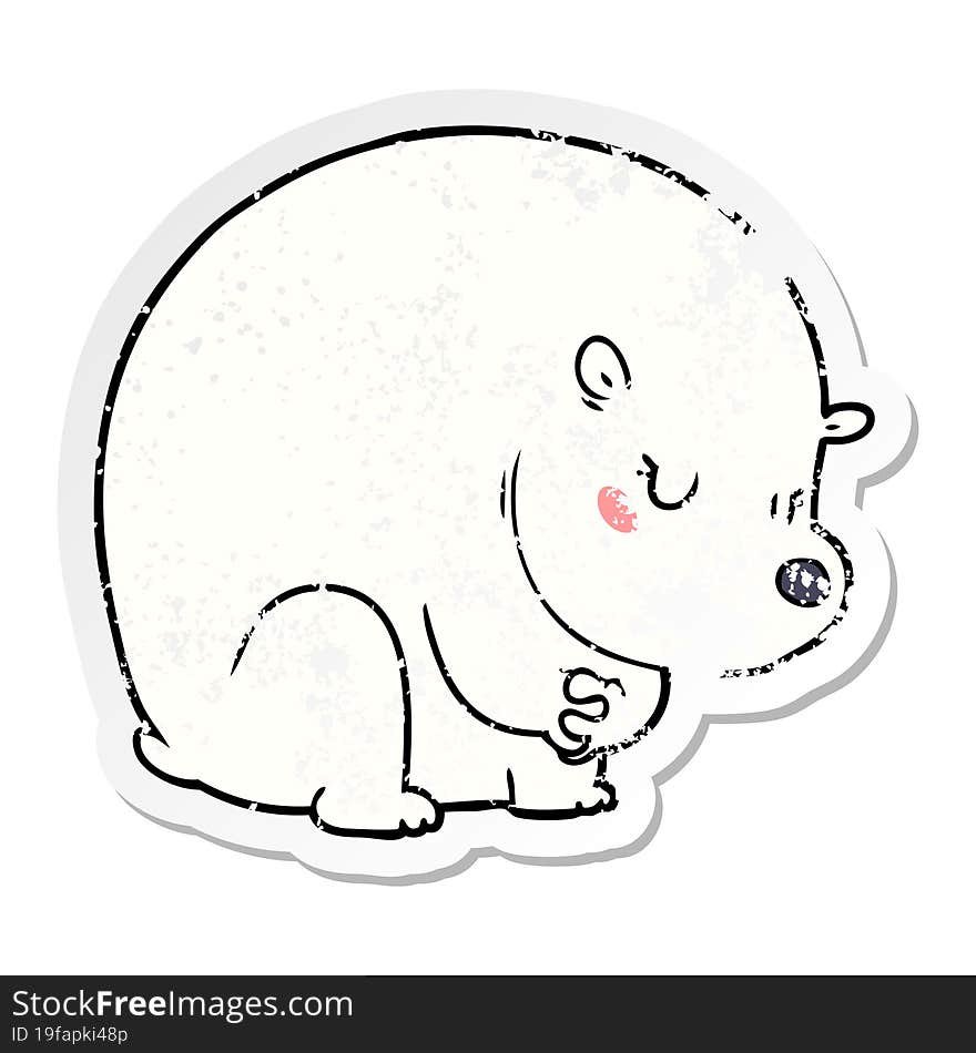 distressed sticker of a cute cartoon polar bear