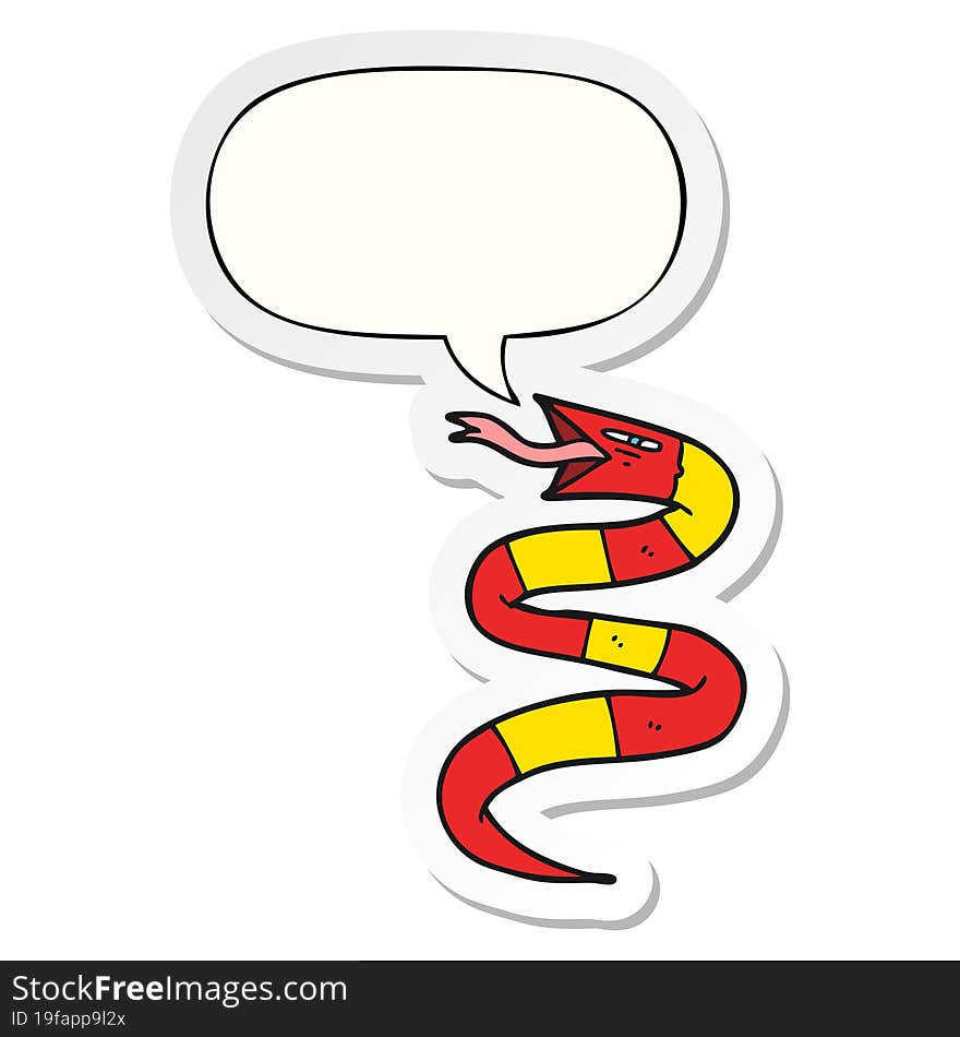 hissing cartoon snake and speech bubble sticker