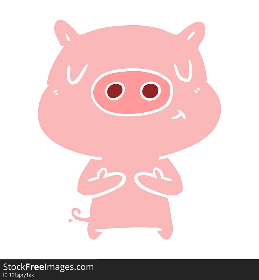 Flat Color Style Cartoon Content Pig