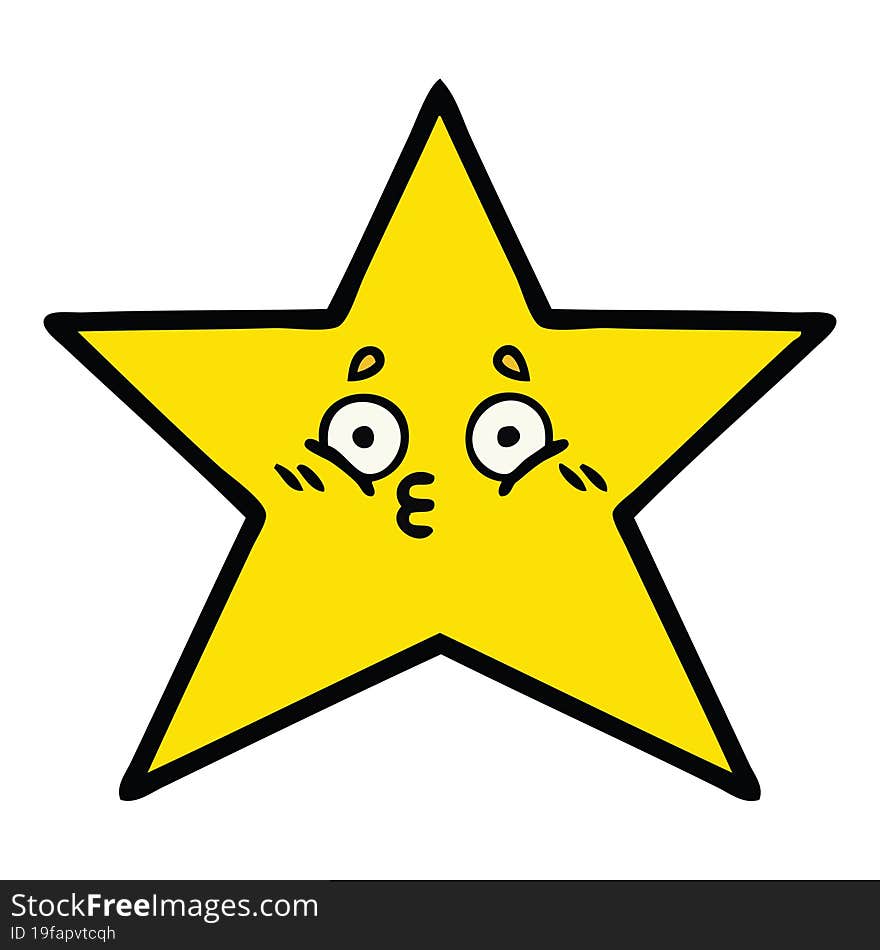 cute cartoon of a gold star. cute cartoon of a gold star