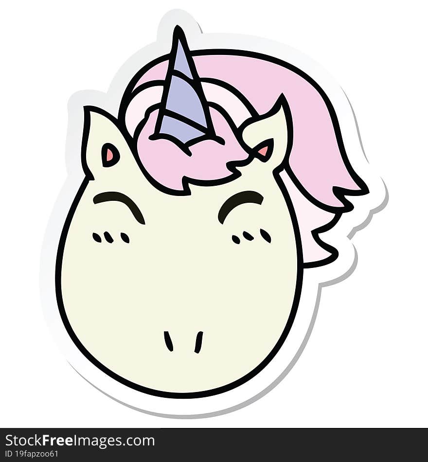 Sticker Of A Quirky Hand Drawn Cartoon Unicorn