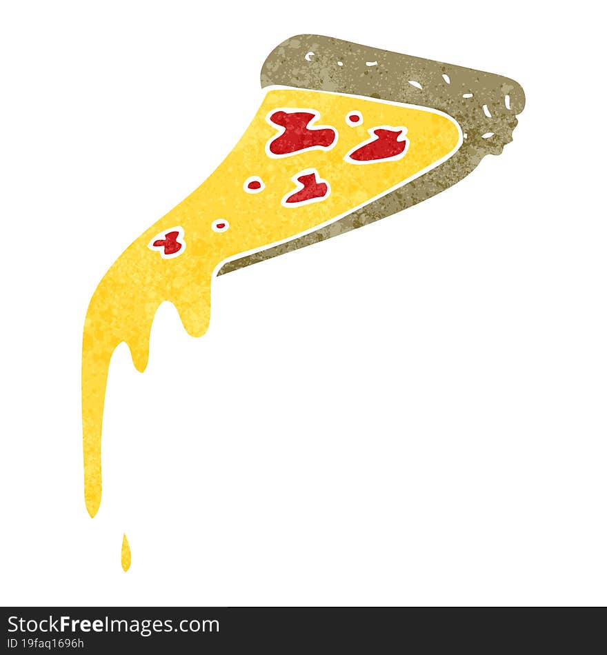 freehand retro cartoon pizza slice