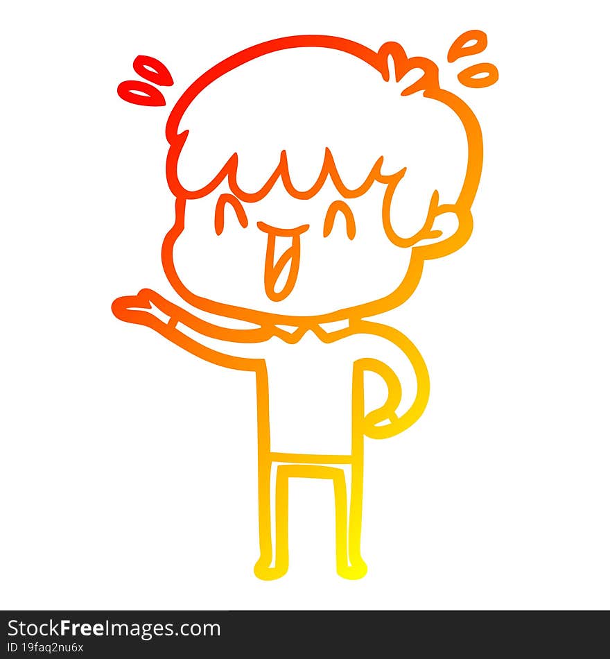 Warm Gradient Line Drawing Cartoon Laughing Boy