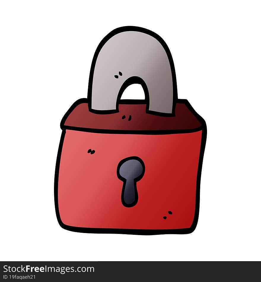 cartoon doodle locked padlock