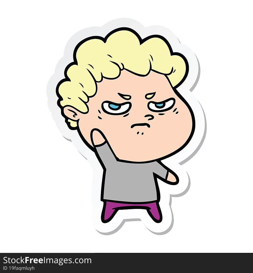 sticker of a cartoon angry man