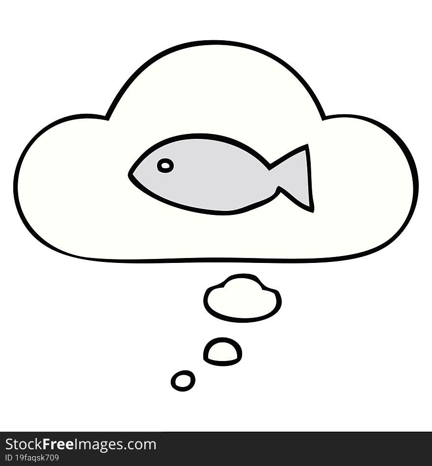 cartoon fish symbol and thought bubble