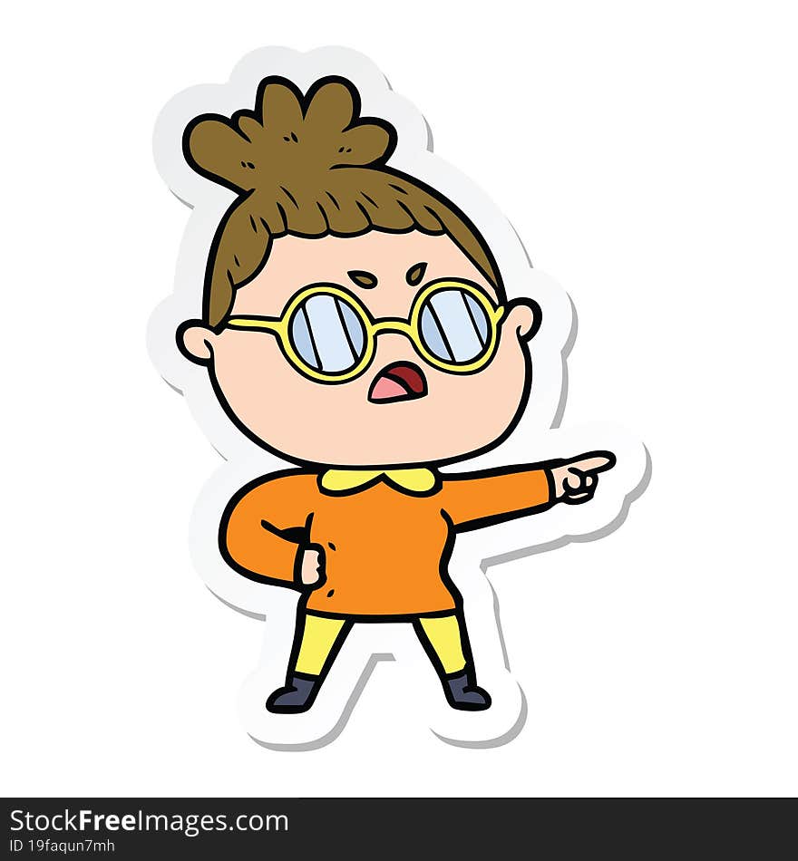 sticker of a cartoon annoyed woman