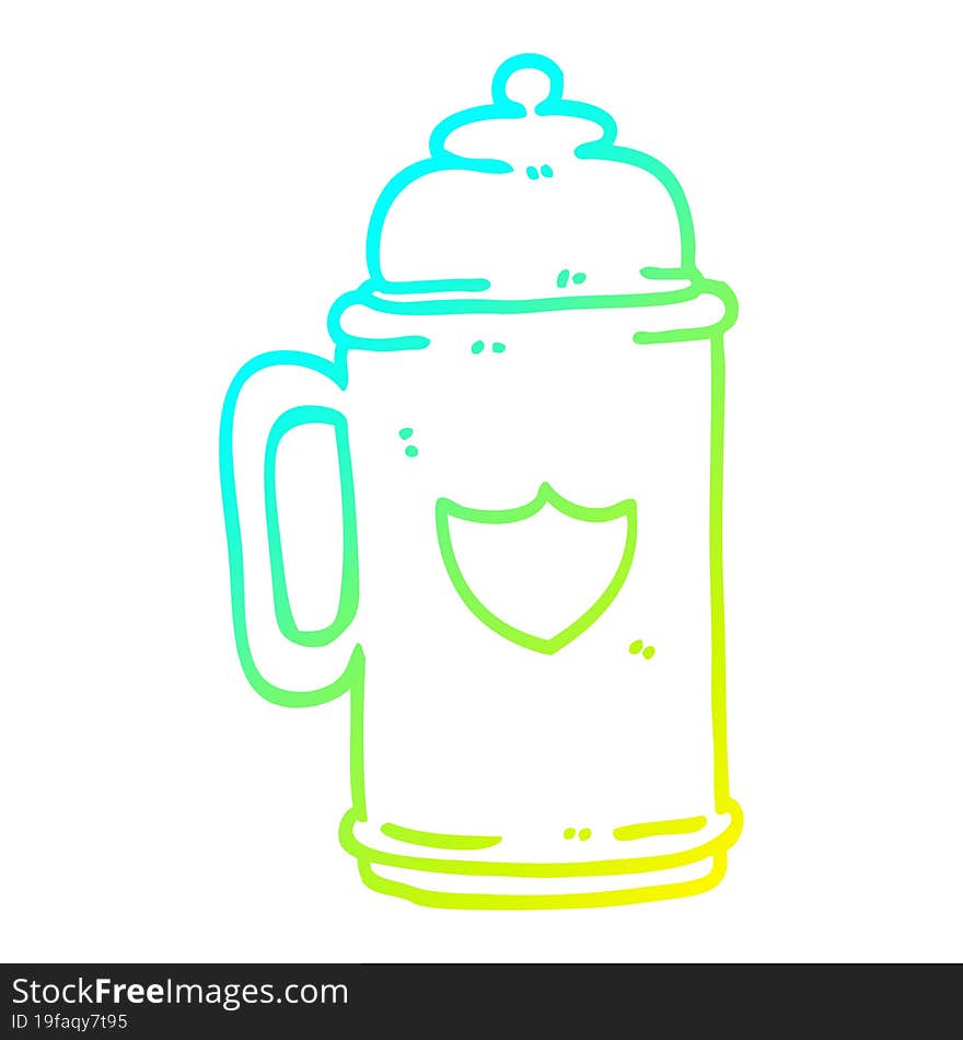 cold gradient line drawing of a cartoon traditional beer tankard