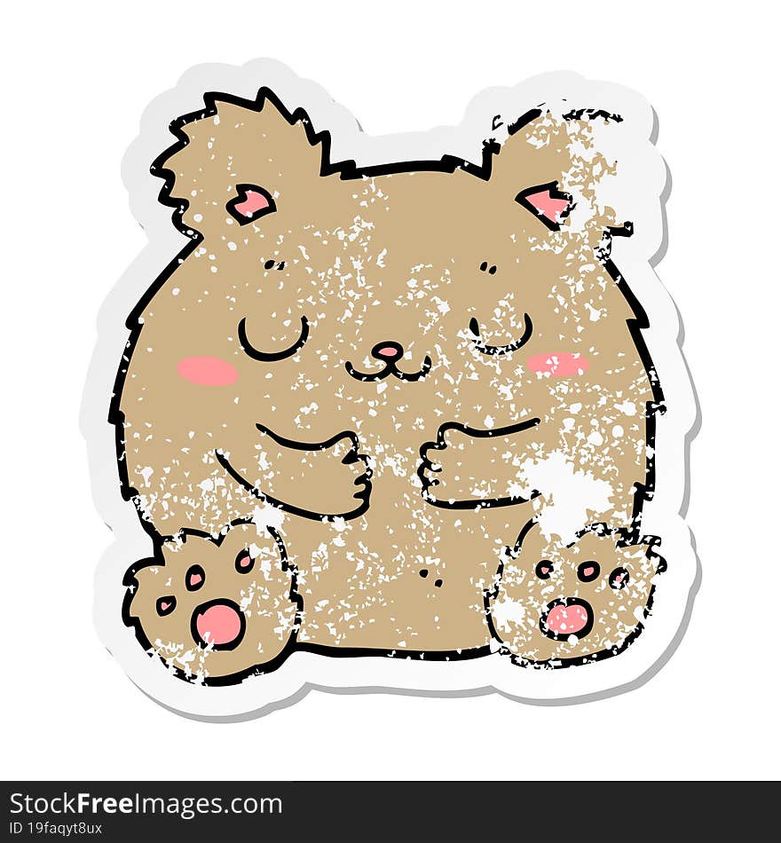 distressed sticker of a cute cartoon bear