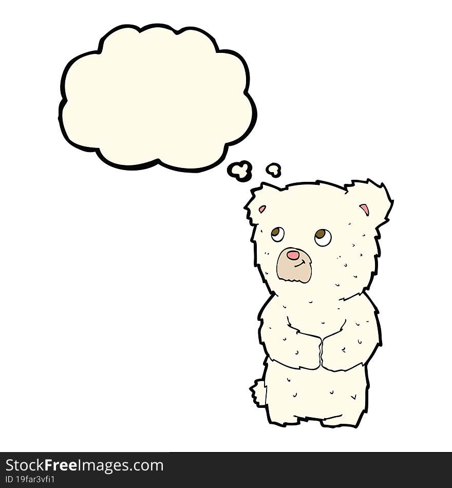 cartoon polar bear cub with thought bubble