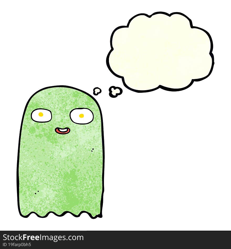 Funny Cartoon Ghost With Thought Bubble