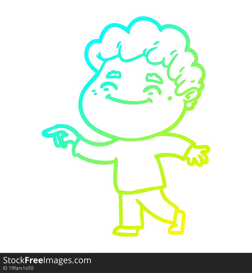 Cold Gradient Line Drawing Cartoon Friendly Man