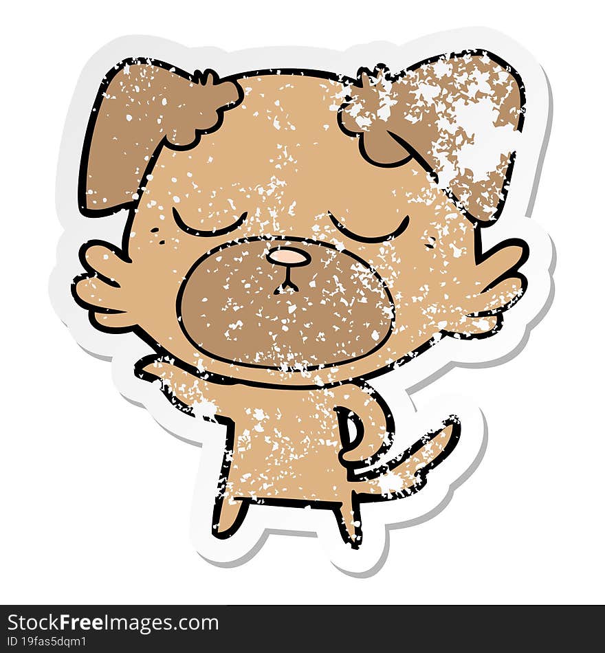 Distressed Sticker Of A Cute Cartoon Dog