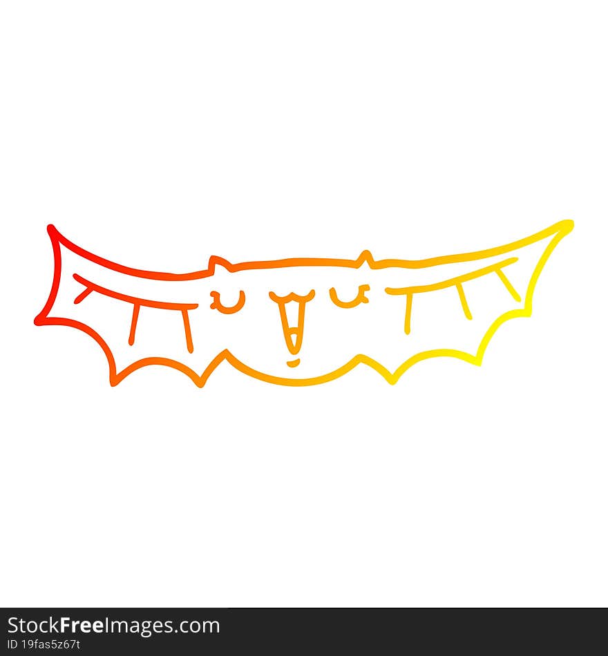 warm gradient line drawing cartoon bat