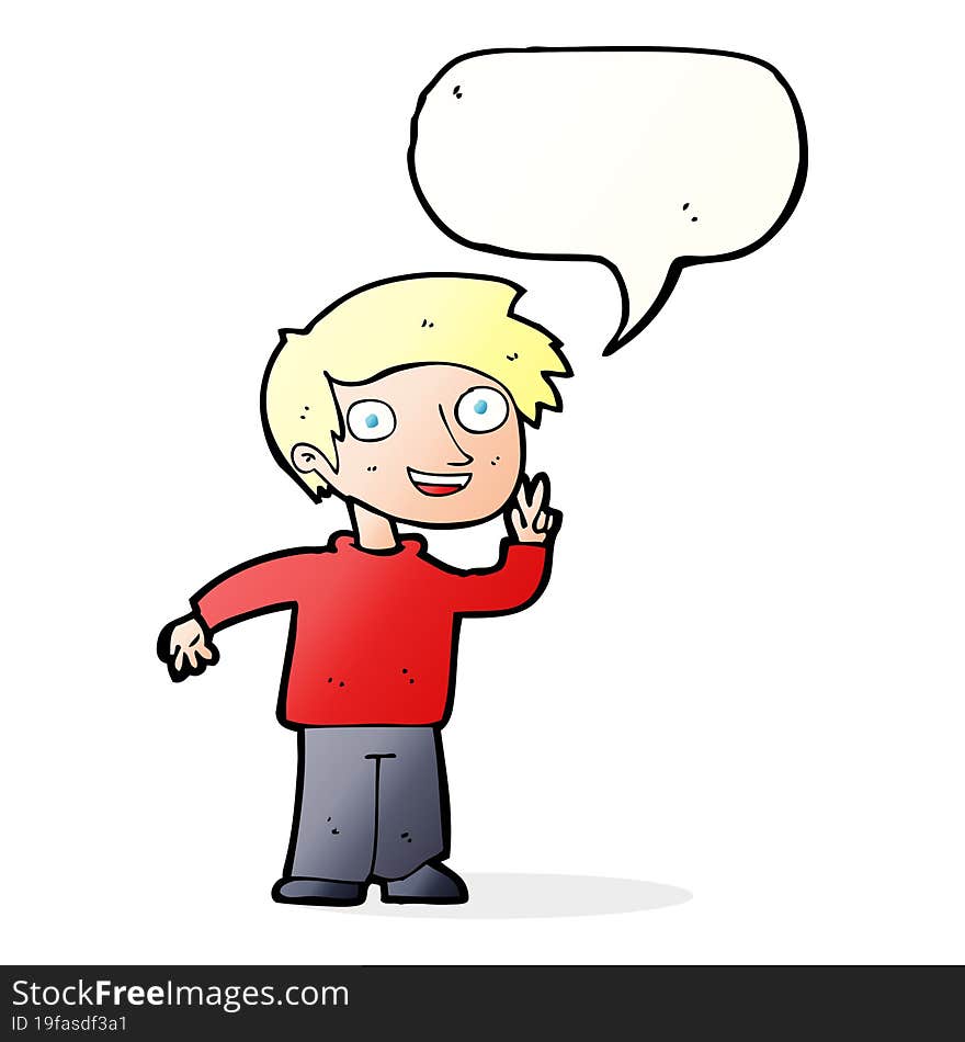 cartoon boy posing for photo with speech bubble