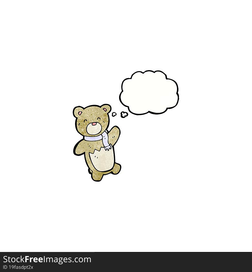 cartoon teddy bear with thought bubble