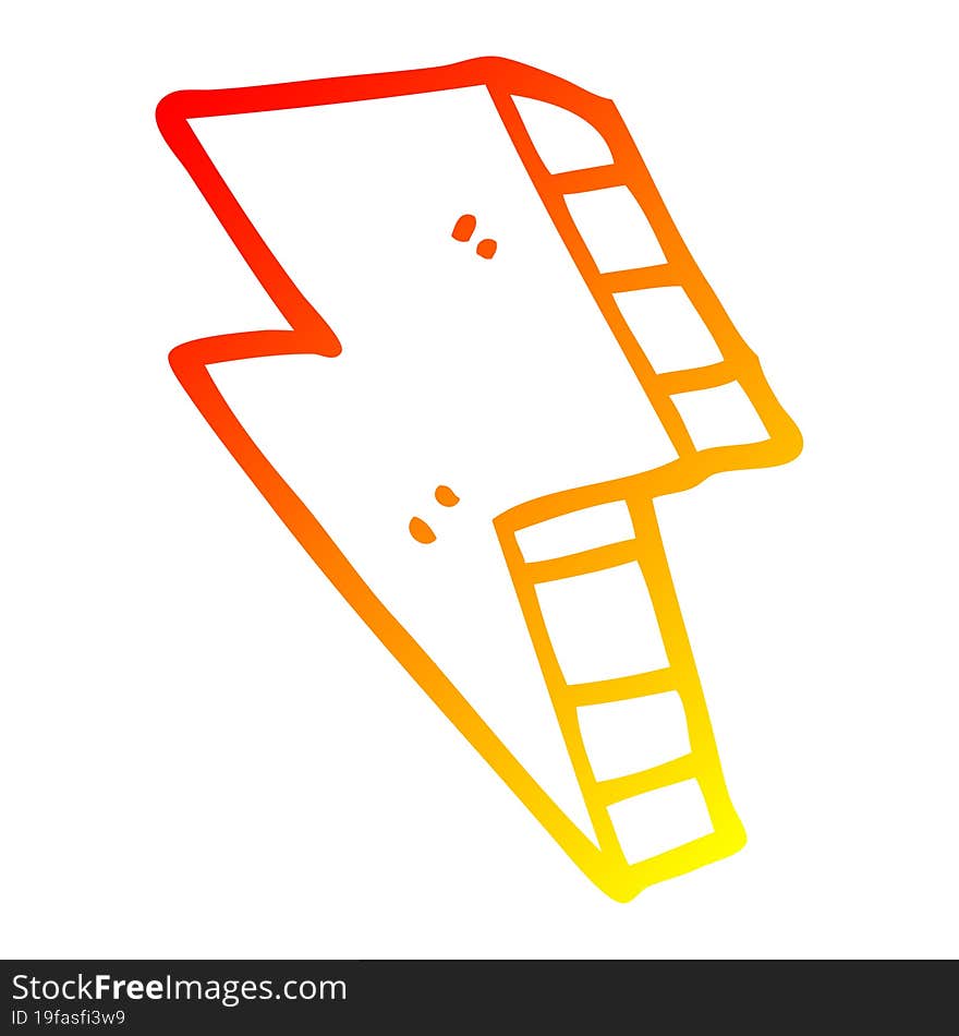 Warm Gradient Line Drawing Cartoon Lightning Bolt