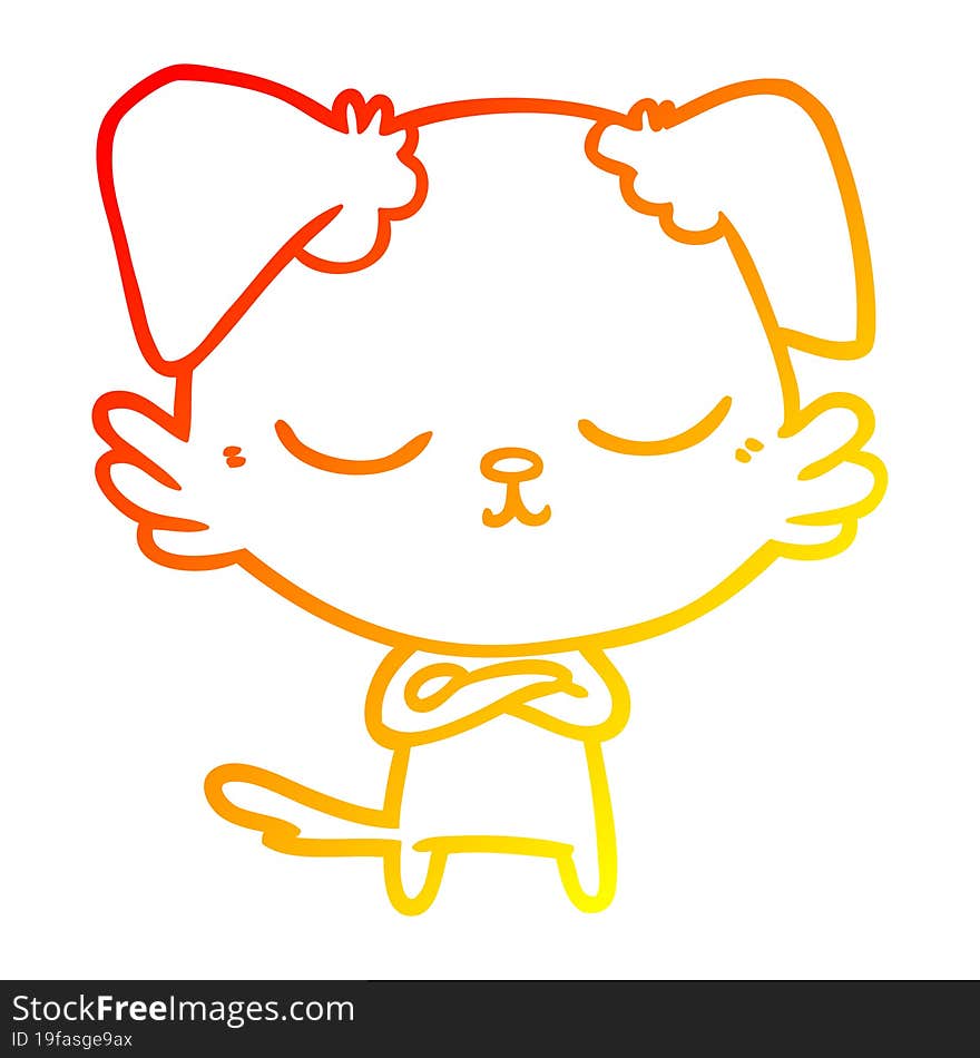 warm gradient line drawing cute cartoon dog