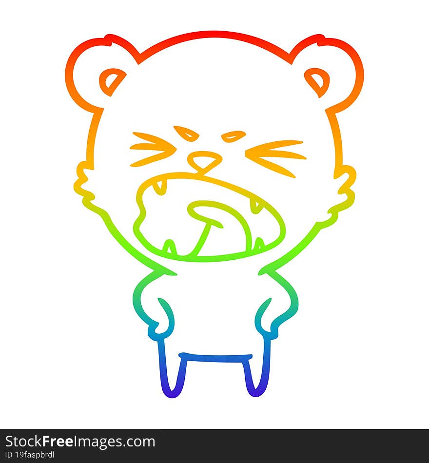 rainbow gradient line drawing angry cartoon bear