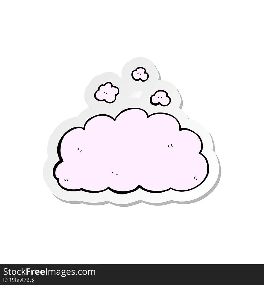 sticker of a cartoon fluffy pink cloud