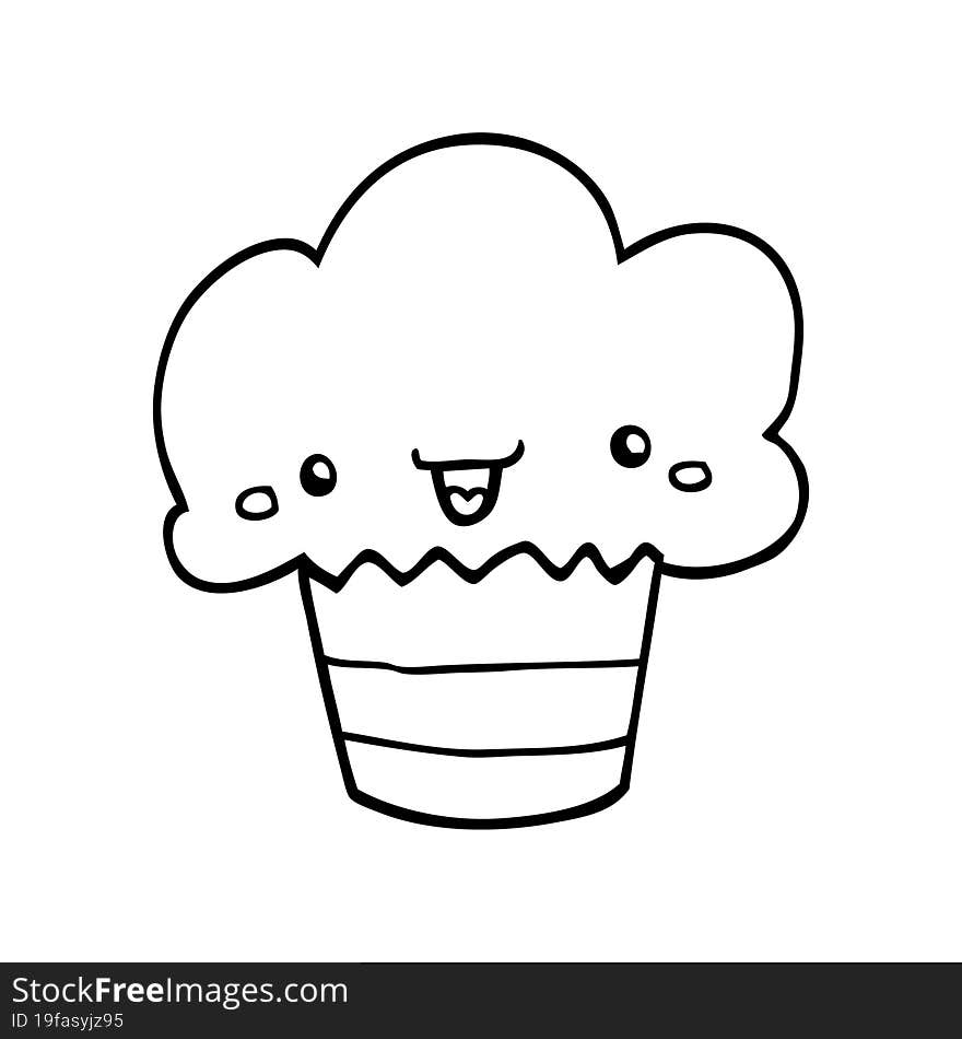 cartoon cupcake with face