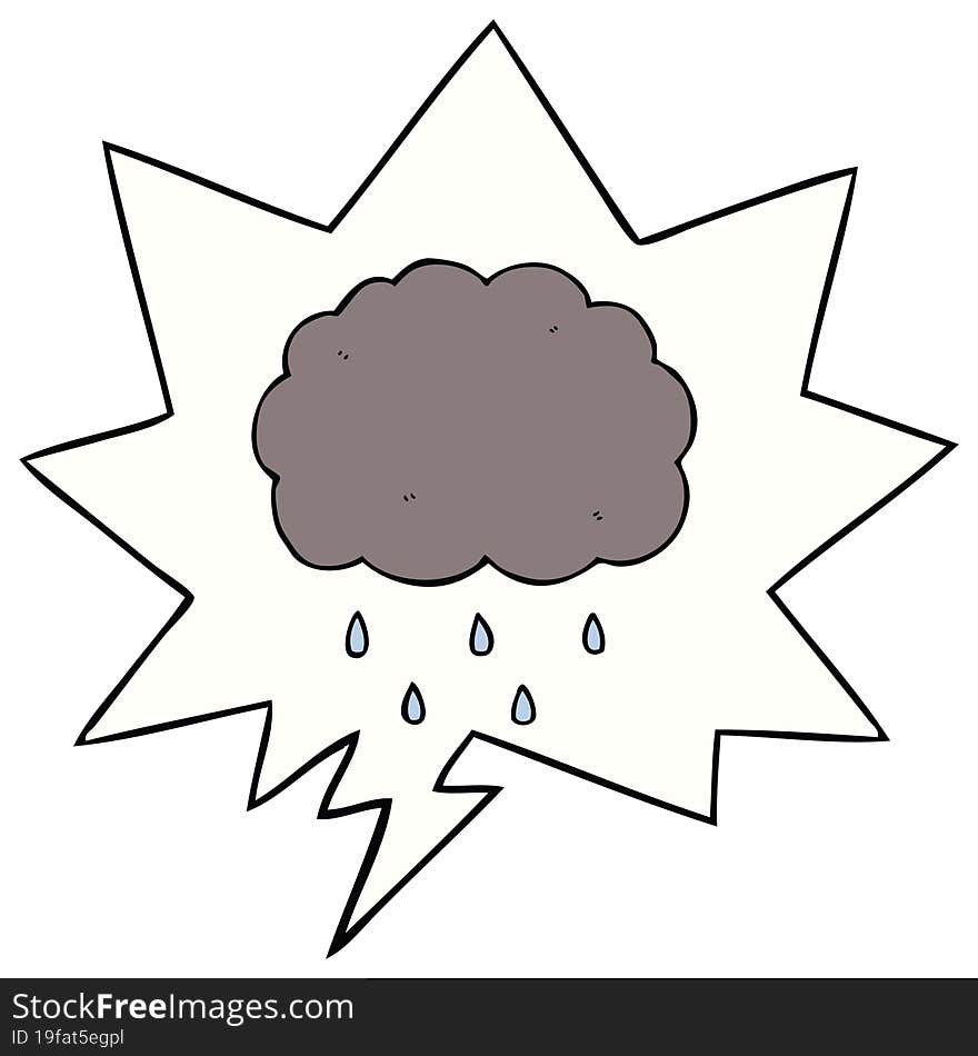 Cartoon Cloud Raining And Speech Bubble