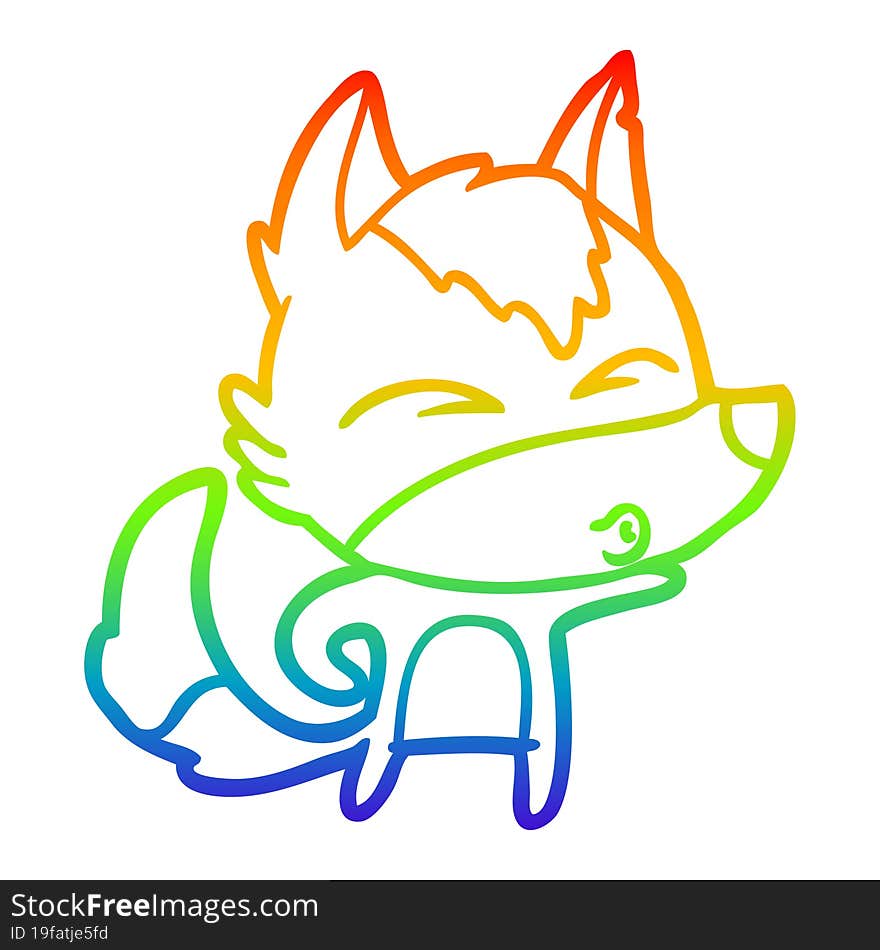 rainbow gradient line drawing cartoon wolf whistling