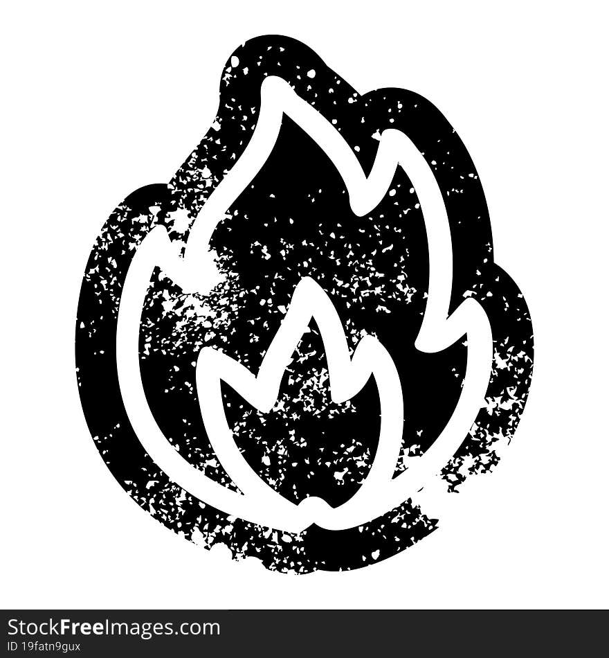 simple flame distressed icon