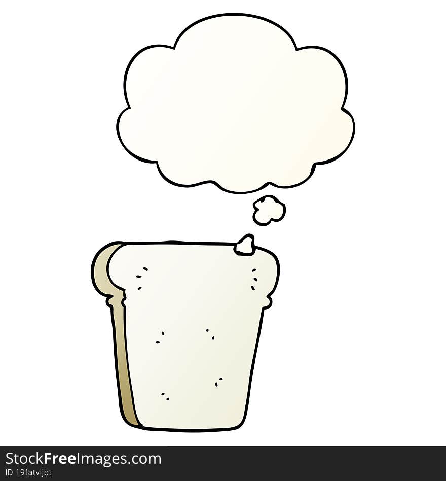 cartoon slice of bread with thought bubble in smooth gradient style