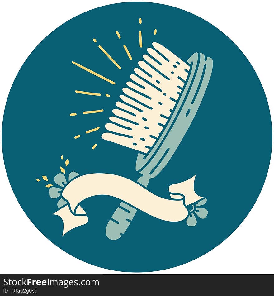 Icon Of Tattoo Style Hairbrush