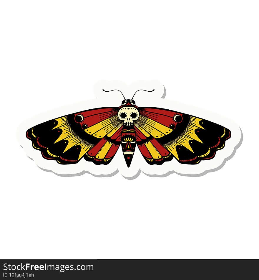 tattoo style sticker of a deaths head moth