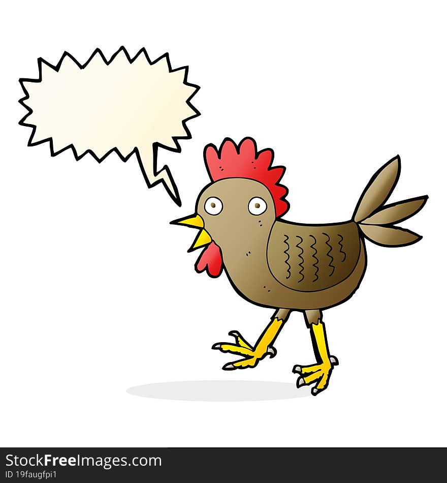 Funny Cartoon Chicken With Speech Bubble