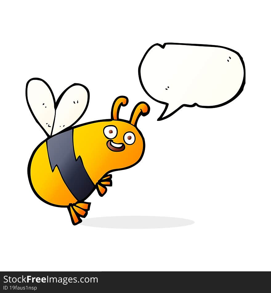 funny cartoon bee with speech bubble