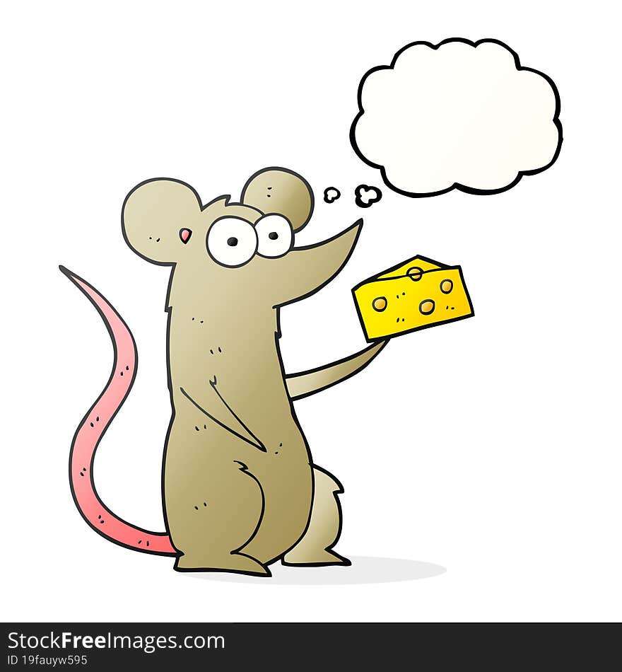 thought bubble cartoon mouse with cheese